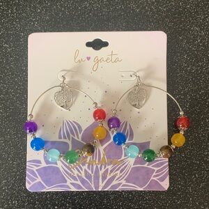 NEW- Multicolor Beaded Hoop Earrings